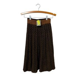 Belati Knit Skirt Girls Size 12 Brown Oak Black Pull On A Line Brand New